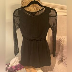 CURTAIN CALL Size Adult Small Black Lace Dance Dress Sheer Sleeves